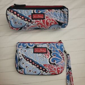Vera Bradley Seaside Nautical 2 pc set wallet pouch purse makeup blue red